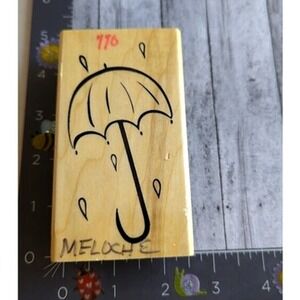Anita's Umbrella Rain Rubber Stamp‎ Wood #C9